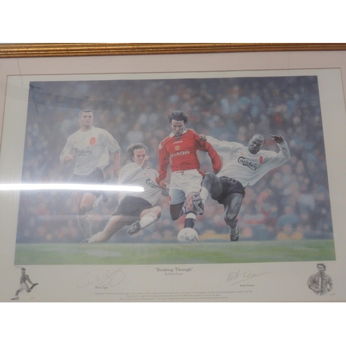 31A - Framed Signed Print - Breaking Through - Of Ryan Giggs - signed by Ryan Giggs and Keith Fanrow. Cert... 