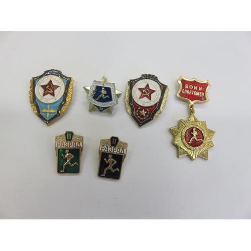 81 - Group of six Original Soviet Military Excellence Badge. Army/Navy/AF issue.   Manufacturer... 