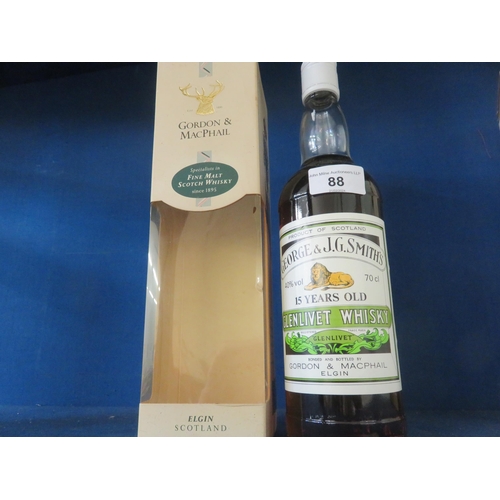 88 - Boxed Bottle Gordon & MacPhail Glenlivet 15 year old Single Malt