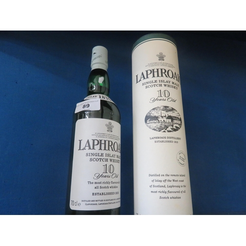 89 - Boxed Bottle Laphroig 10 year old Single Malt