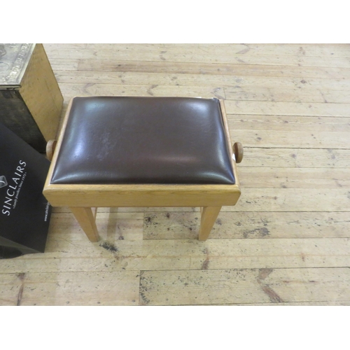 463 - Oak and Leather Topped Stool