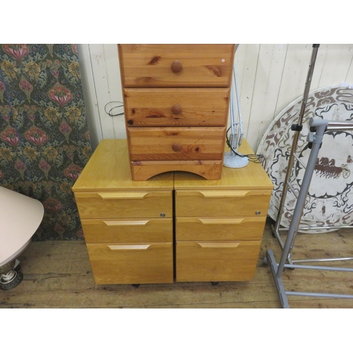 484 - Pair of Wooden Filing Cabinets and Pine chest of drawers