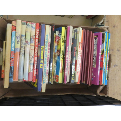 495 - Box of Comic Albums, Annuals, Four Boxes of General Literature, Local History Etc