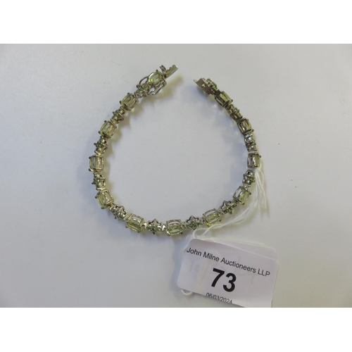 73 - Silver Bracelet Set with Citrines and Peridots - 7½