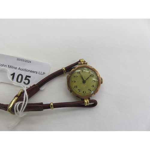 105 - 9ct Gold Faced Lady's Watch