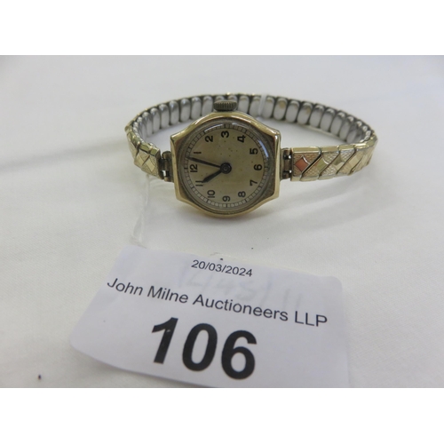 106 - Ladies Gold Cased Cocktail Watch