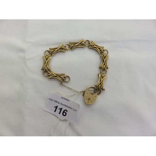 116 - Victorian 15ct Gold Gate Bracelet - 20 gms