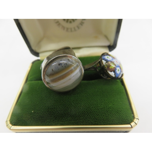 139 - Two Scottish Silver Rings - Caithness - Agate