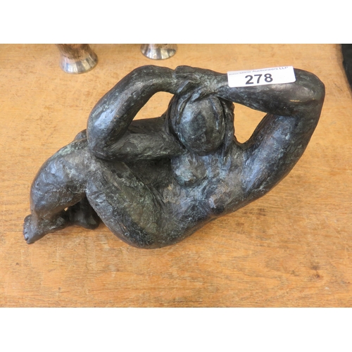 278 - Bronze Statue - Reclining Nude - Signed Mornar