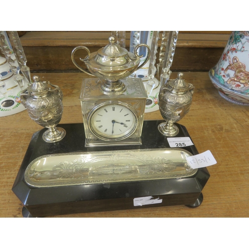 285 - Victorian Scottish Silver and Marble Presentation Desk Set, Edinburgh 1881