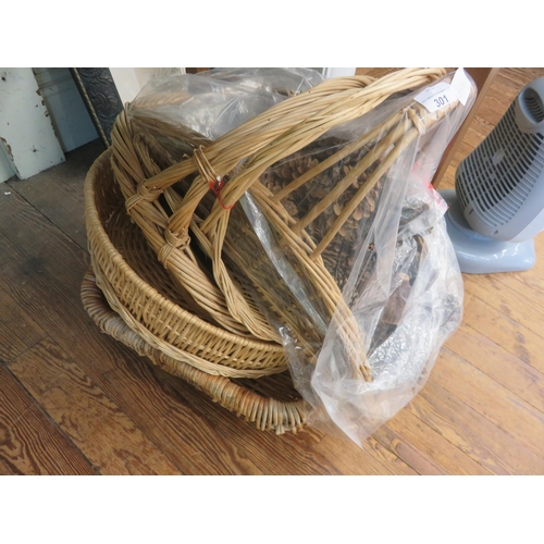 301 - Small lot of Wicker Baskets and Pine Cones