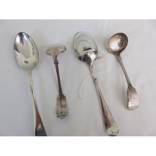 313 - Pair of Monogram Silver Plate Serving Spoons and Two Toddy Ladles