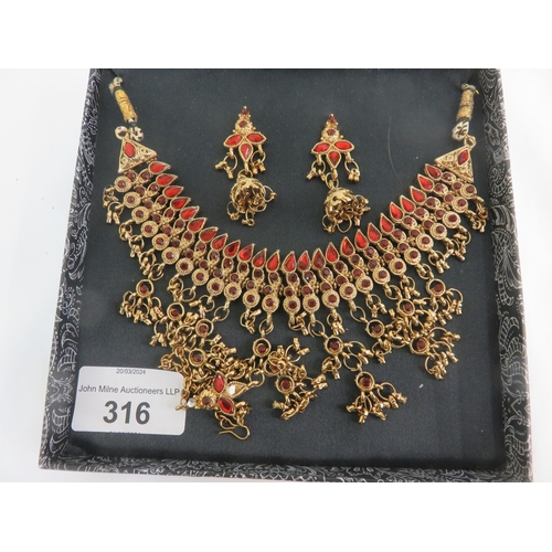 316 - Indian Necklace and Earrings Wedding Set