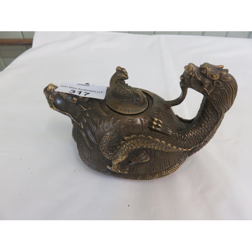 317 - Chinese Brass Dragon Teapot