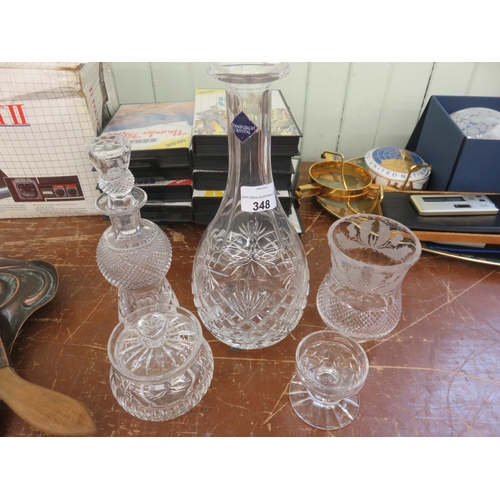 348 - Two pieces of Thistle Pattern Crystal and two others