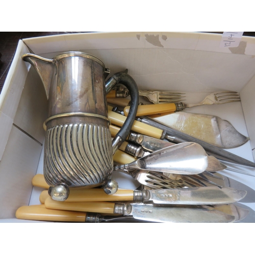 360 - Plated Metal Jug, Coffee Spoons and some loose cutlery