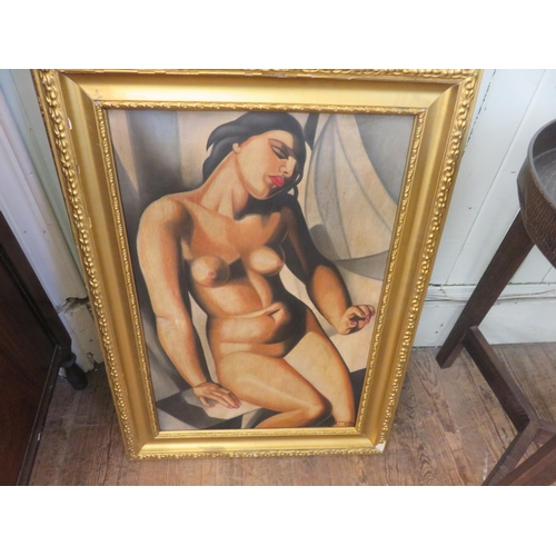 64 - Three Framed Oil Paintings Art Deco Females, in the Manner of Lempucka