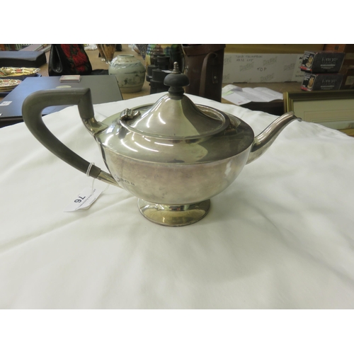 76 - Birmingham Hallmarked Silver Teapot 11½ troy ozs.