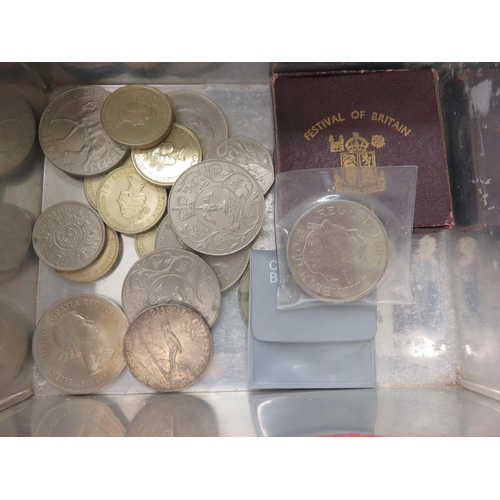 89 - Oxo Advert Tin containing various £2 coins, modern crowns, Festival of Britain Crown etc.