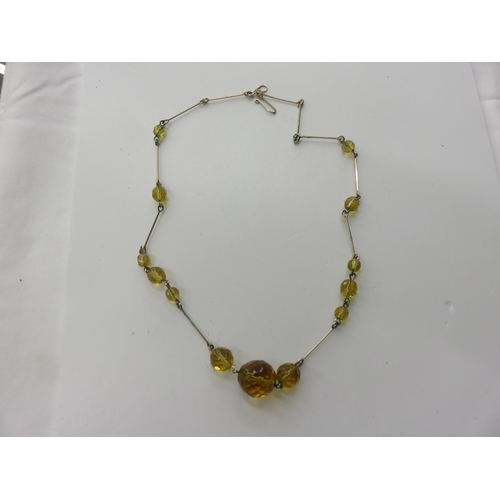 98 - Edwardian Amber Glass Necklace