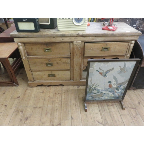 476 - Vintage Pine Sideboard and Firescreen