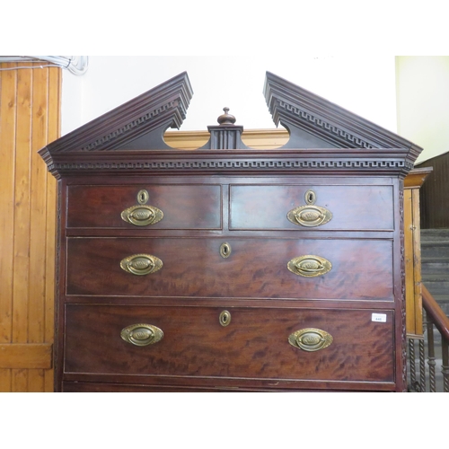 446 - Georgian Mahogany Secretaire Chest on Chest