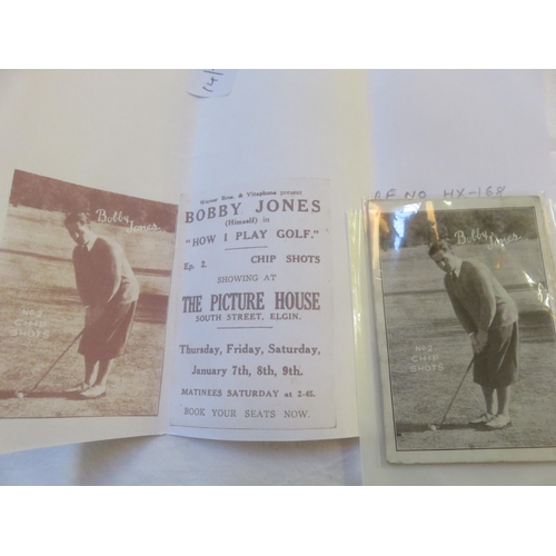 Rare "Bobby Jones, How I Play Golf" Card from the Picture House, Elgin, Ref. No. HX-168