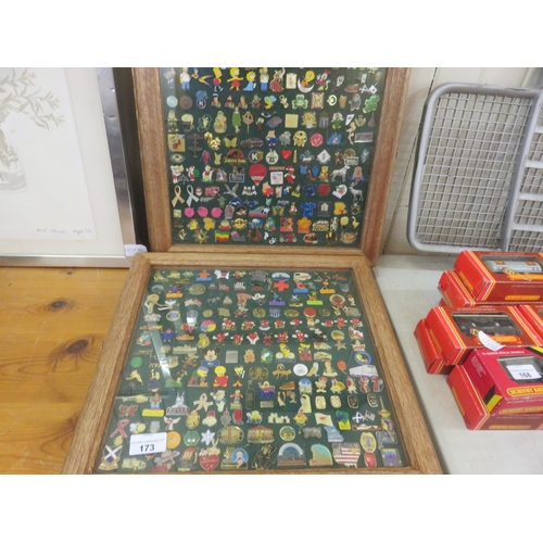 173 - Two Display Cased containing various Pin Badges