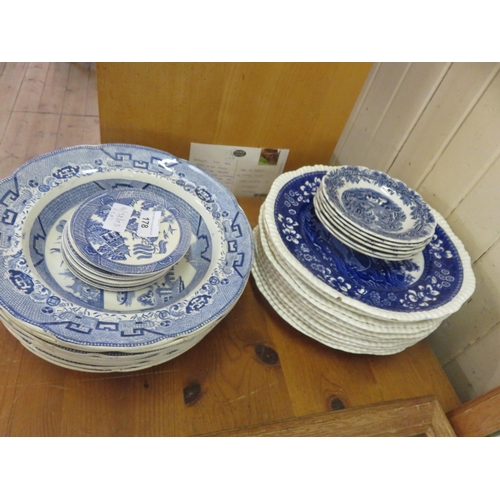 178 - Five sets of Mixed Blue and White Plates and Bowls