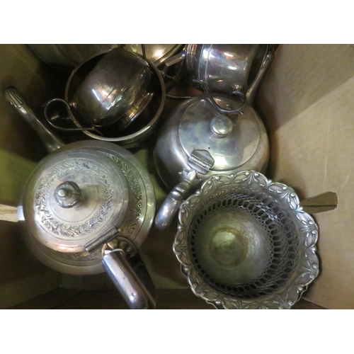 184 - Box of Plated Tea ware