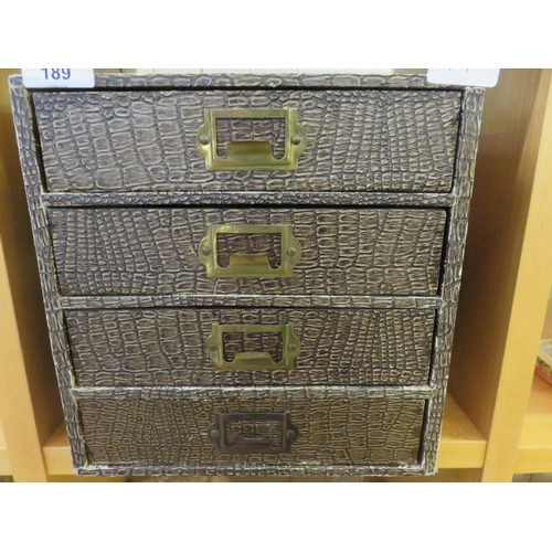 189 - Four Drawer Paper Mache Filing Cabinet