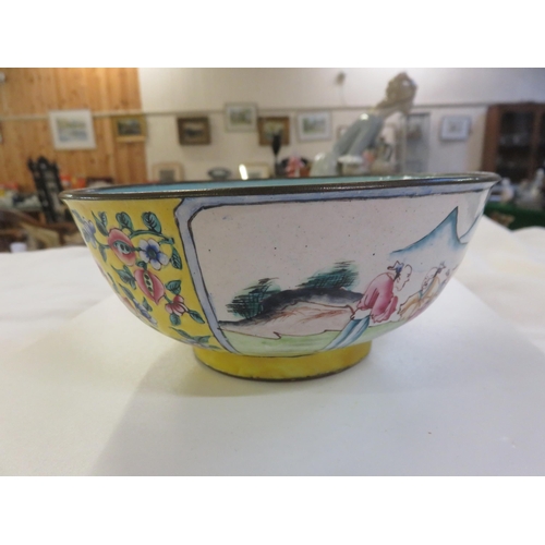 203 - Yellow Enamel Bowl