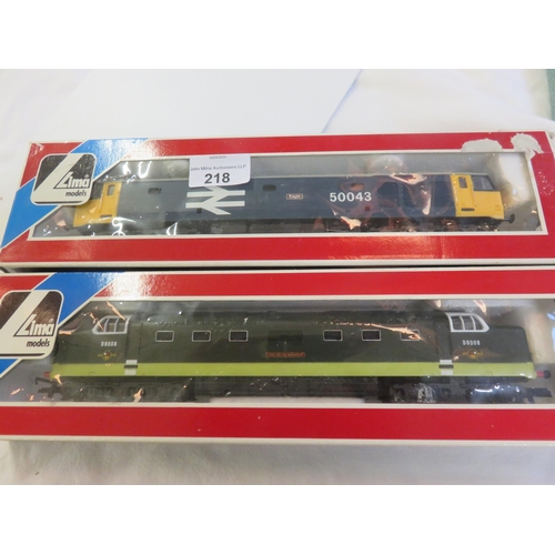 218 - Two Boxed Lima 00 Gauge Locomotives Class 50 and Deltic Green