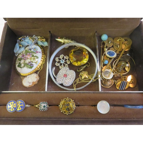 228 - Box of Jewellery Including Enamel Cufflinks