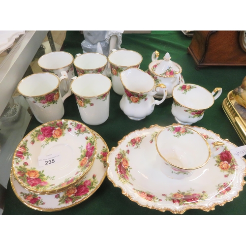 235 - 15 pieces of Royal Albert Country Roses:  Coffee Cups, Milk Jug, Sugar Bowl etc.