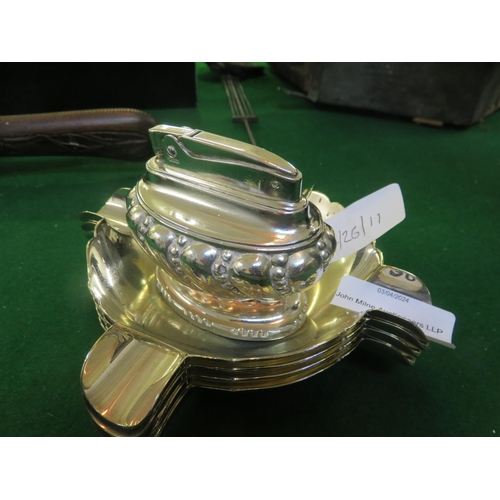 290 - Four Plated Ashtrays and Table Lighter