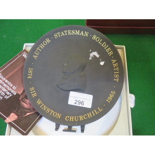 296 - Wedgwood Centenary of the Birth of Winston Churchill Plate in Presentation box and with certificate