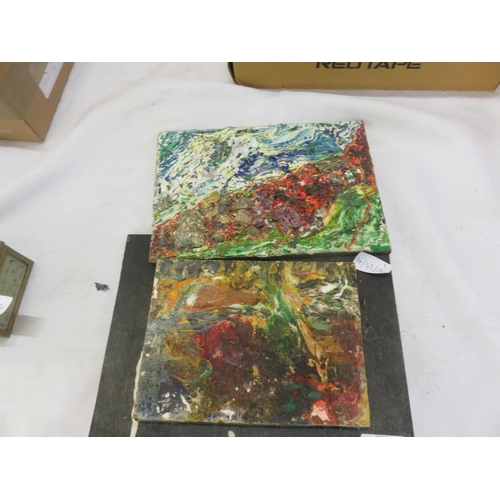 38 - Two Abstract Oil and Stone Pictures - possibly John Dixon Cameron