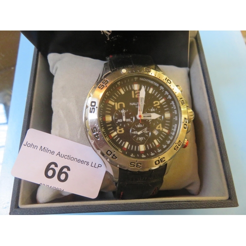 66 - Gents Nautica Chronograph Sports Watch, box papers