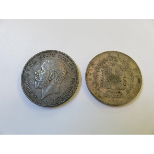 76 - Silver 5 Lira Coin and 1935 Jubilee Crown