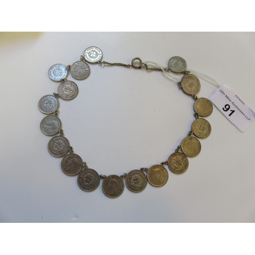 91 - Silver Three Penny Bracelet