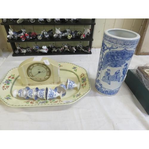 344 - Serving Plate, Blue and White Vase and  Six Royal Worcester Egg Cups