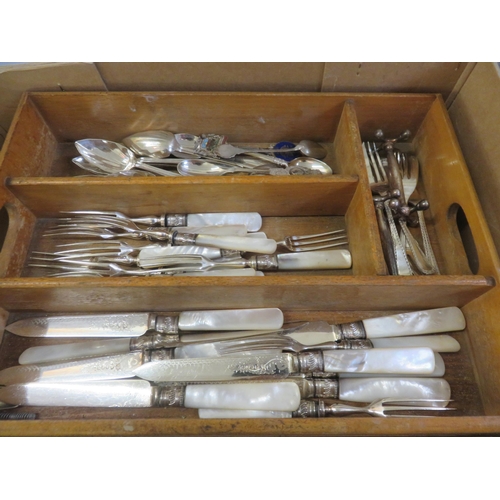 353 - Large Lot of Cutlery Including Mother of Pearl Fruit Knives and Forks, Ladles etc