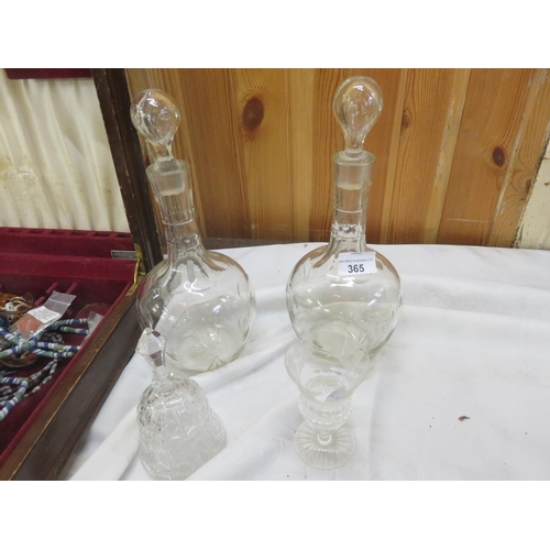 365 - Pair of Decanters, Thistle Pattern Glass and One Other