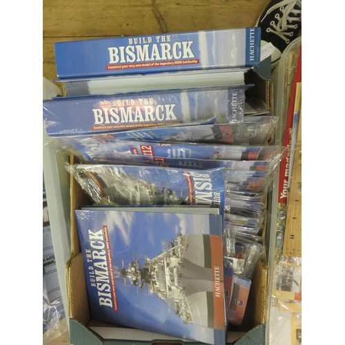 398 - Box of Build the Bismark Magazines with model parts and instructions (including parts 36-140)