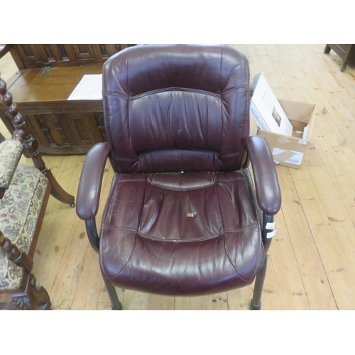 408 - Leather Type Open Armchair