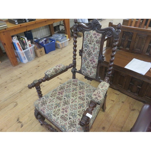 409 - Victorian Carved Mahogany Framed Open Armchair