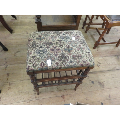 411 - Victorian Mahogany Framed Upholstered Stool