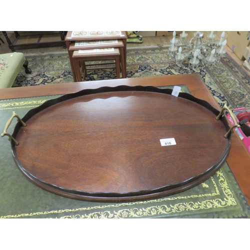 418 - Mahogany Two Handle Tray