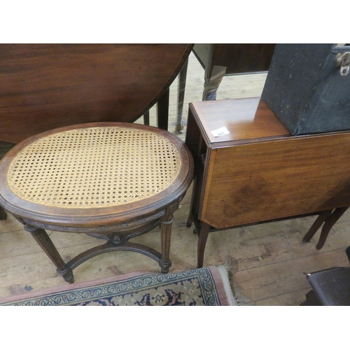 421 - Drop Leaf Table and Cane Top Occasional Table